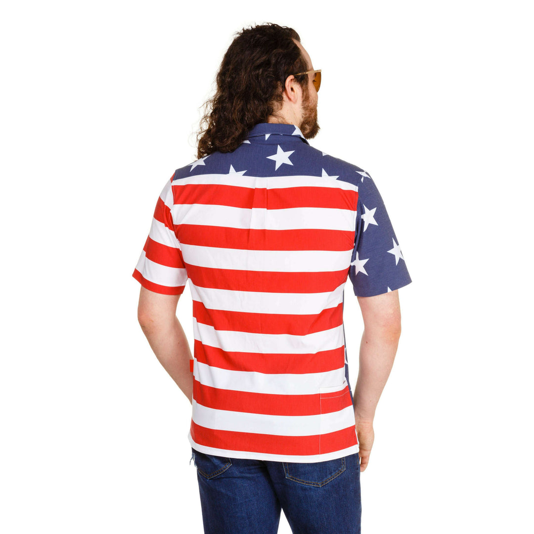 The Johnny Adams | Men's American Flag Stretch Hawaiian Shirt