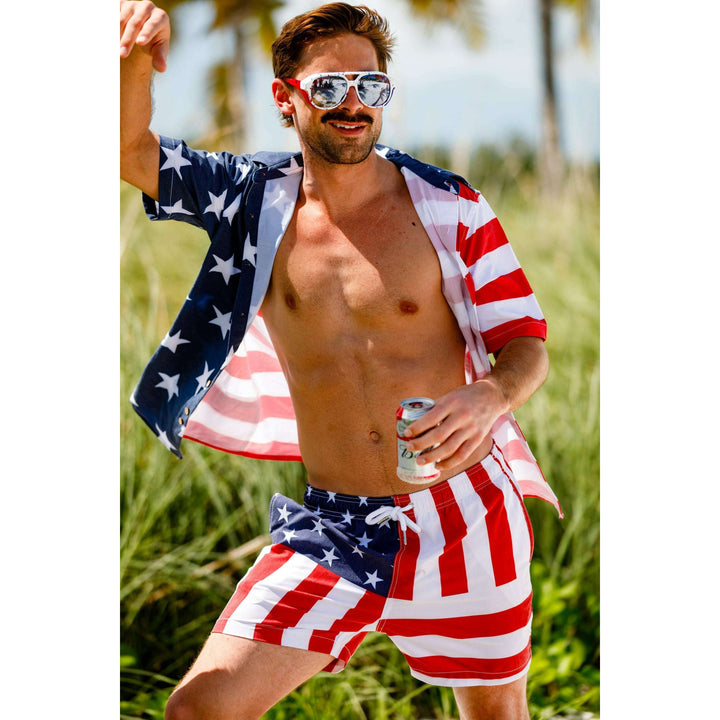 The Johnny Adams | Men's American Flag Stretch Hawaiian Shirt