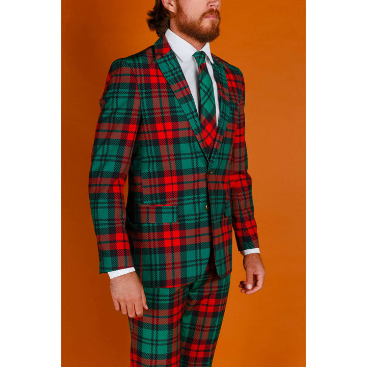 The Lincoln Log Love Daddy | Red And Green Plaid Ugly Christmas Suit