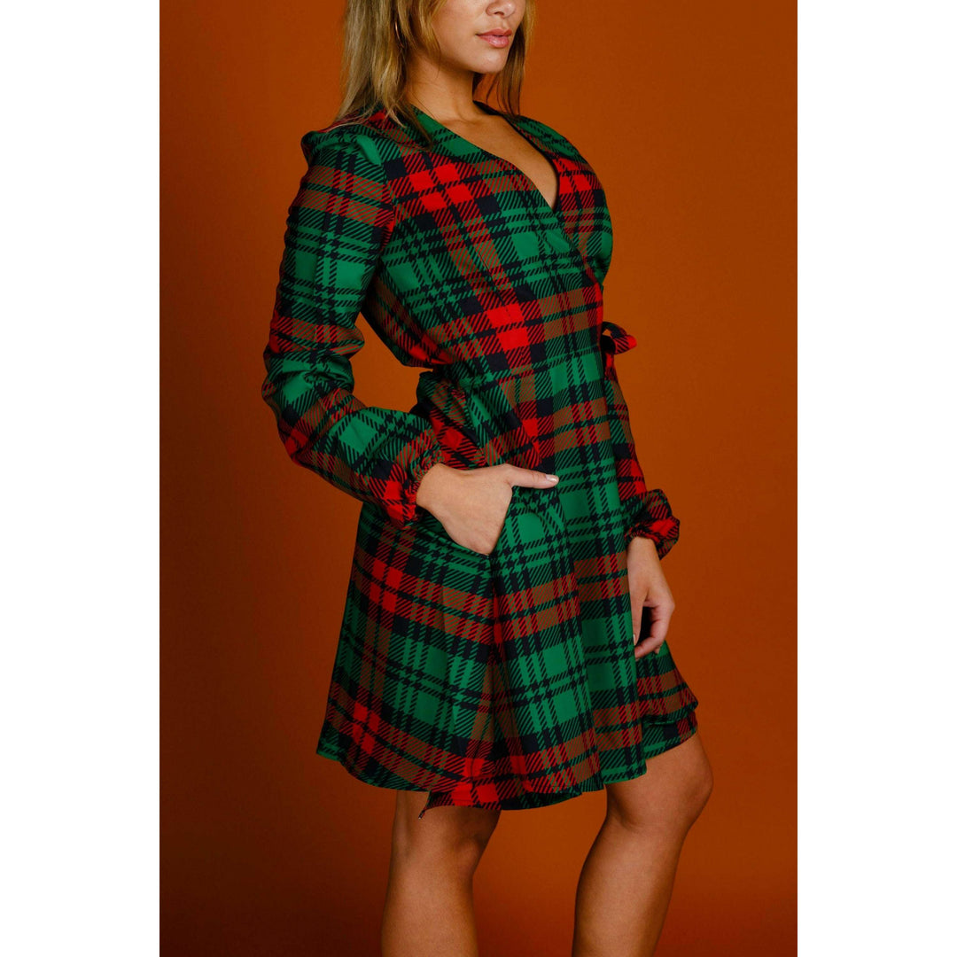 The Lincoln Log Love Lady | Plaid Christmas Wrap Dress