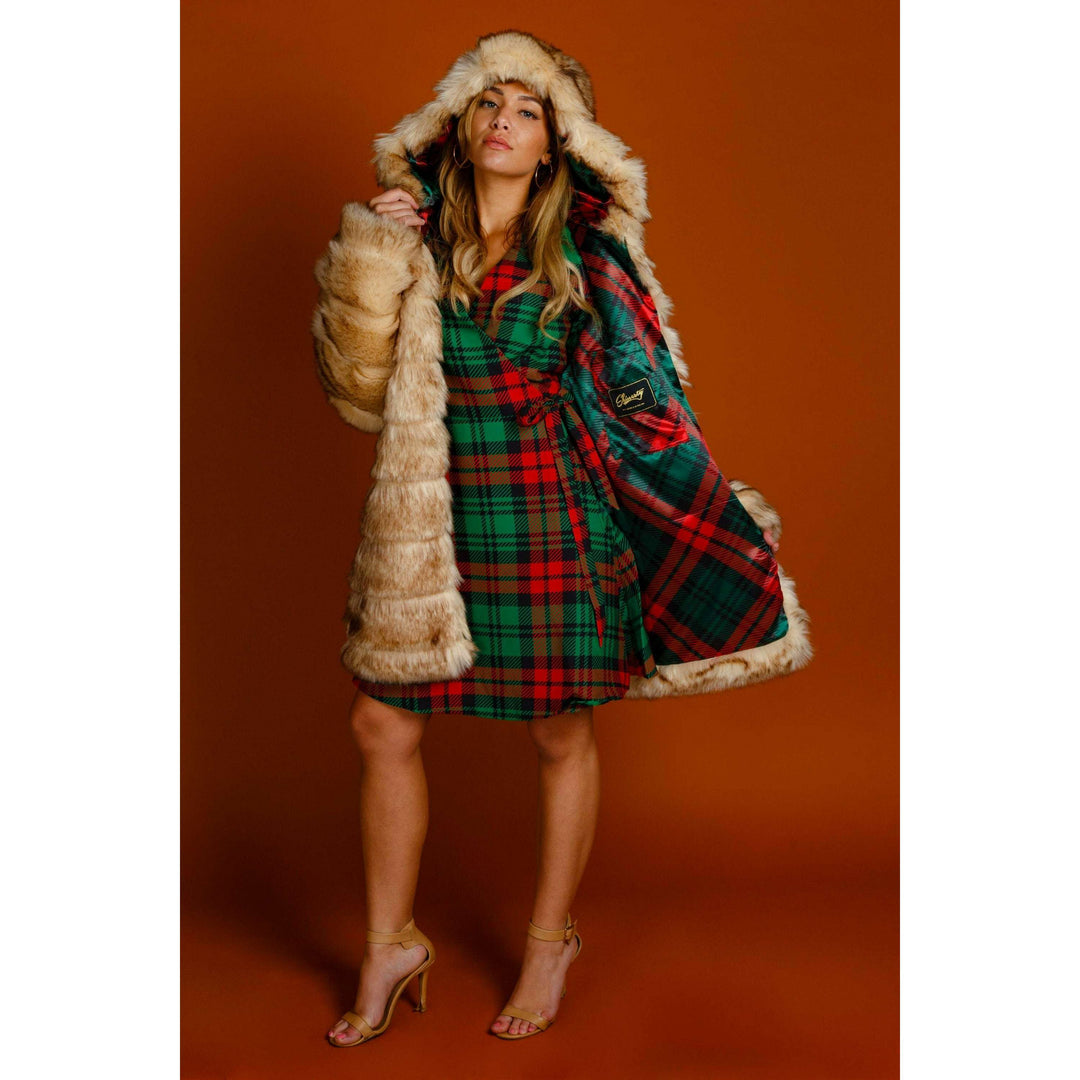 The Lincoln Log Love Lady | Plaid Christmas Wrap Dress