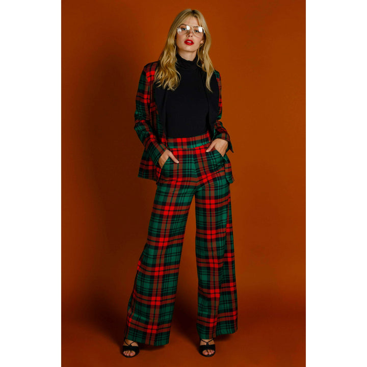 The Lincoln Log Love Lady | Women's Green Plaid Christmas Pants