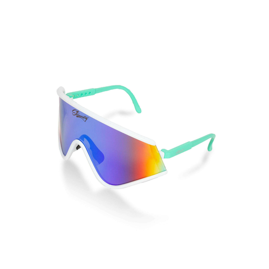 The Machos | White & Teal Mirrored Sunglasses