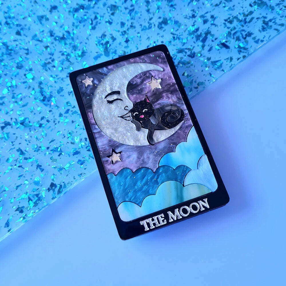 The Moon Cat Tarot Card Brooch by Cherryloco Jewellery 2