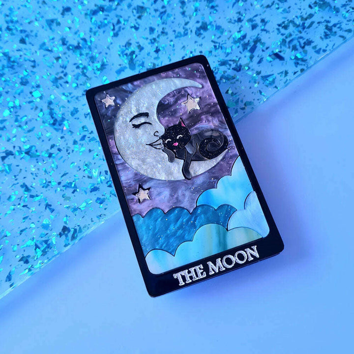 The Moon Cat Tarot Card Brooch by Cherryloco Jewellery 2
