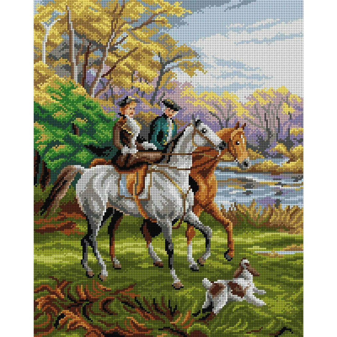 The Morning Ride 3041M Needlepoint canvas for halfstitch without yarn