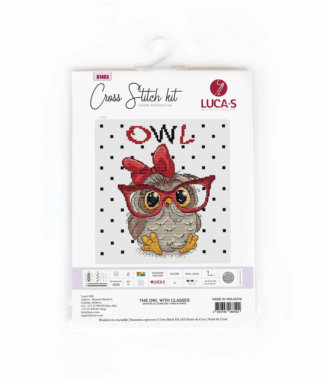 The Owl With Glasses B1403L Counted Cross-Stitch Kit