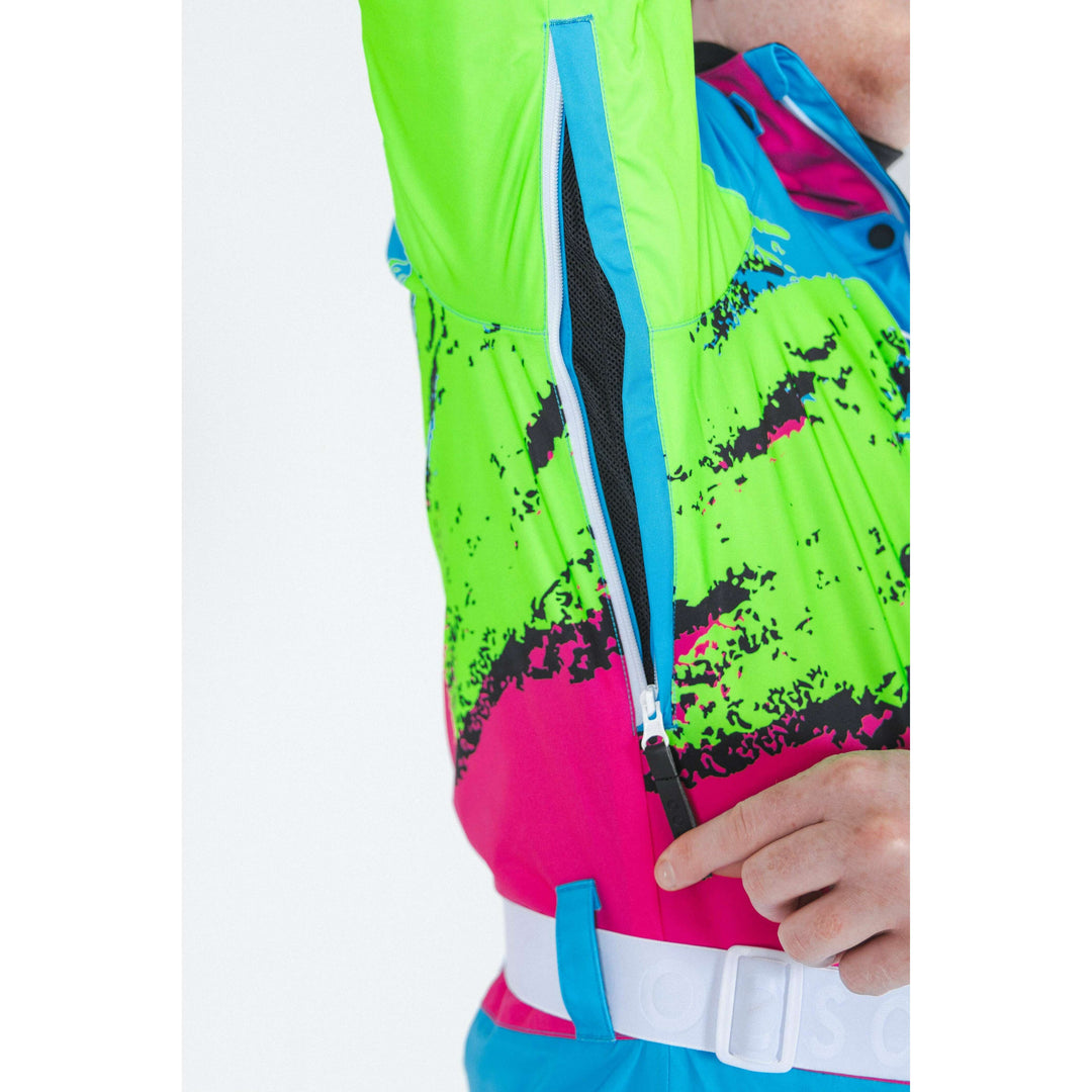 The Park Rat | Men's Neon Spray Design Retro One Piece Ski Suit