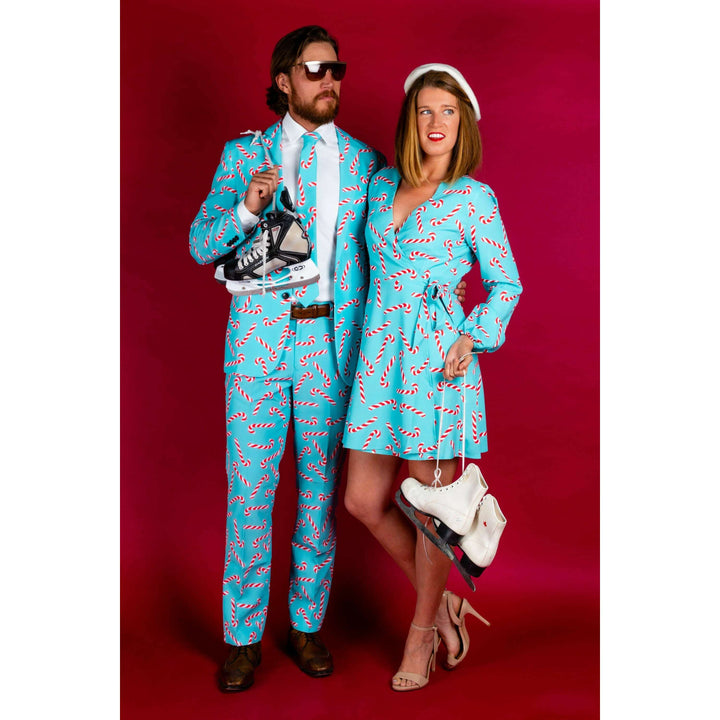 The Peppermint Pimp Canes | Candy Cane Print Christmas Wrap Dress
