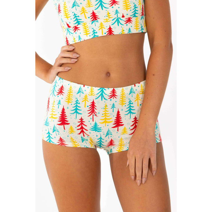 The Pine Tree Playgirl | Retro Christmas Trees Modal Boyshort Underwear