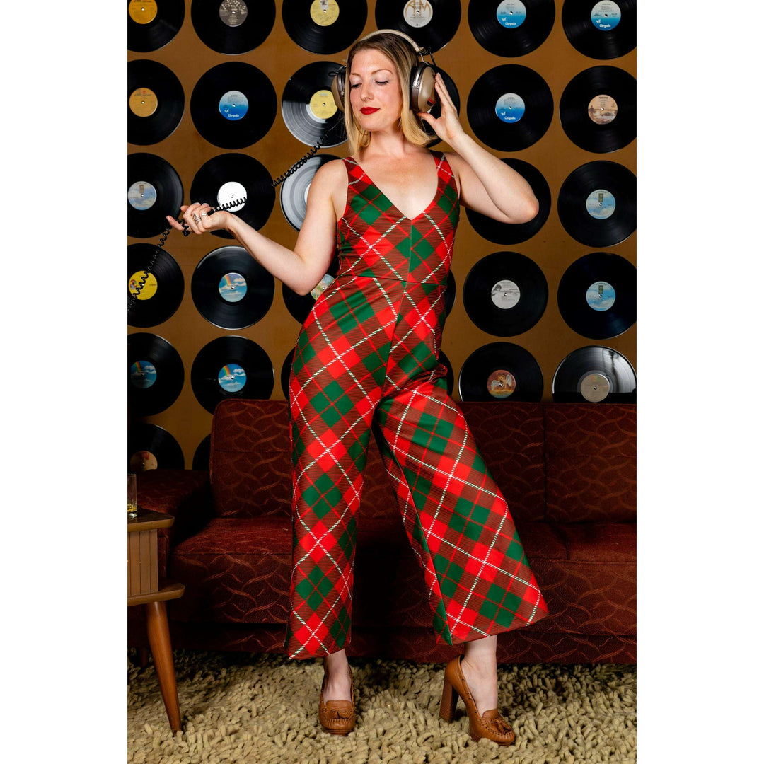 The Poinsettia Playgirl | Red Plaid Christmas Jumpsuit