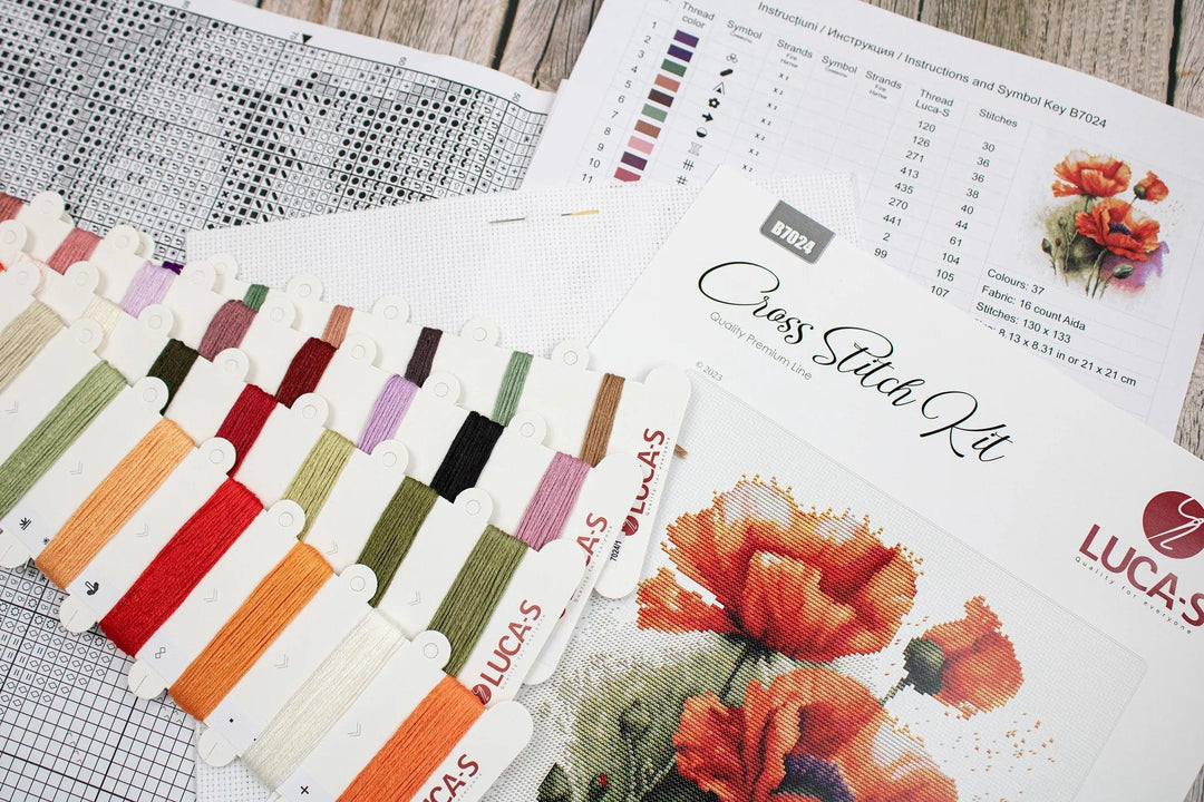 The Poppy Flowers B7024L Counted Cross-Stitch Kit