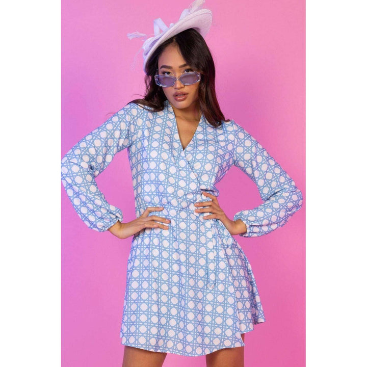 The Porch Swing | Light Blue Caned Wicker Wrap Dress