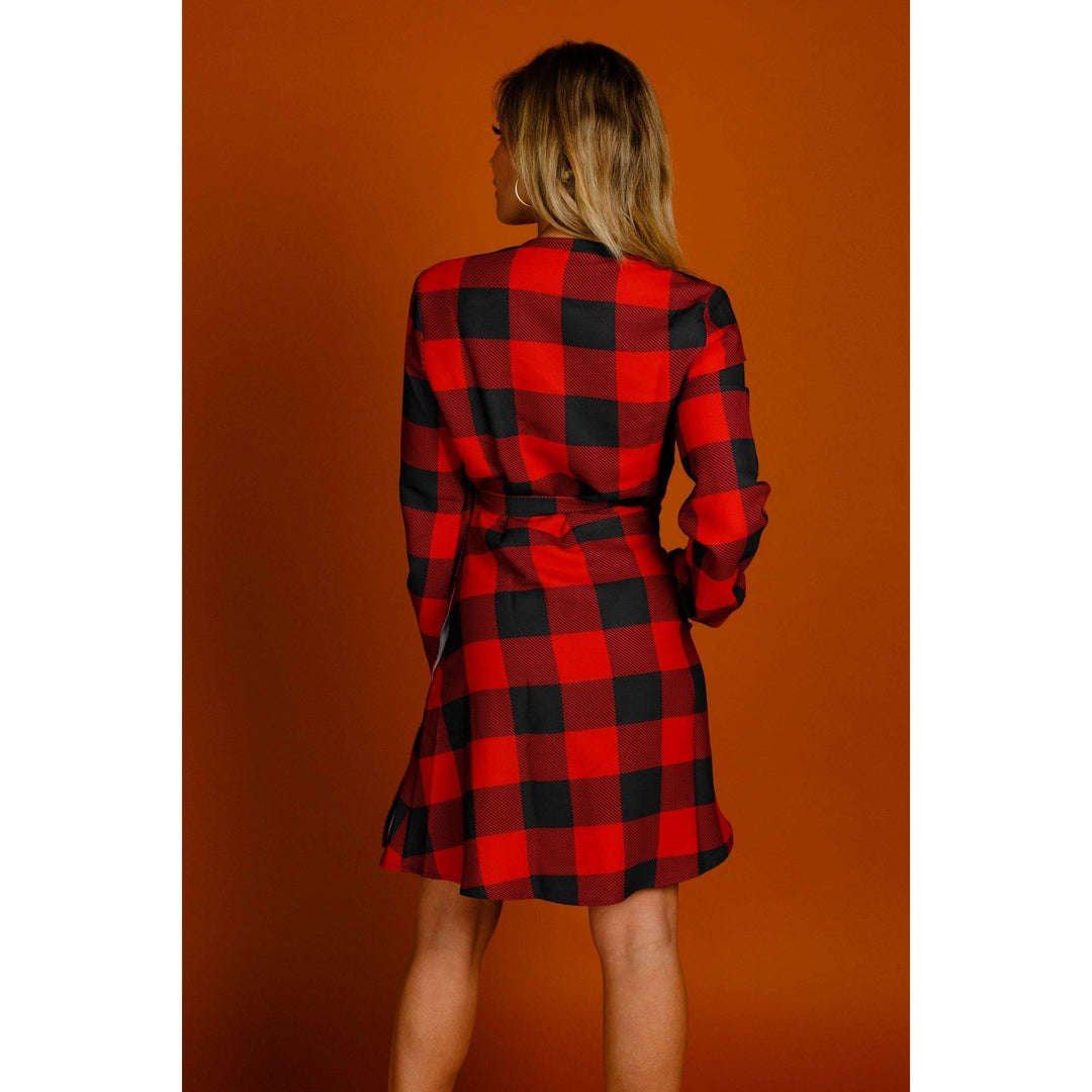 The Red & Black Lumberjack | Red Buffalo Check Christmas Wrap Dress
