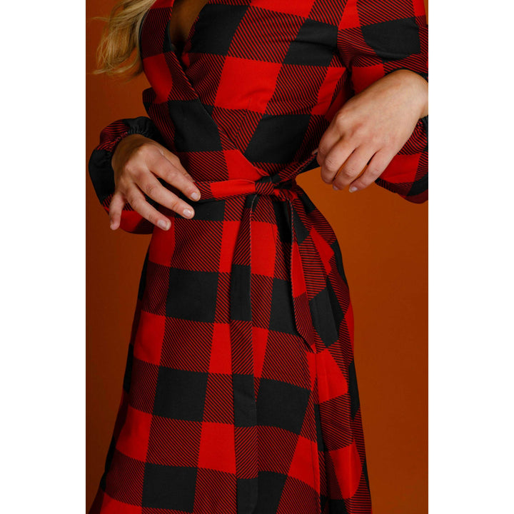 The Red & Black Lumberjack | Red Buffalo Check Christmas Wrap Dress