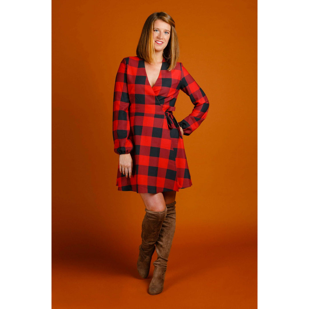 The Red & Black Lumberjack | Red Buffalo Check Christmas Wrap Dress
