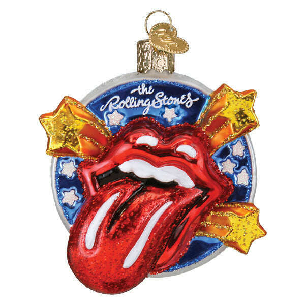 Old World Christmas The Rolling Stones Tongue &amp; Lips Logo Blown Glass Ornament