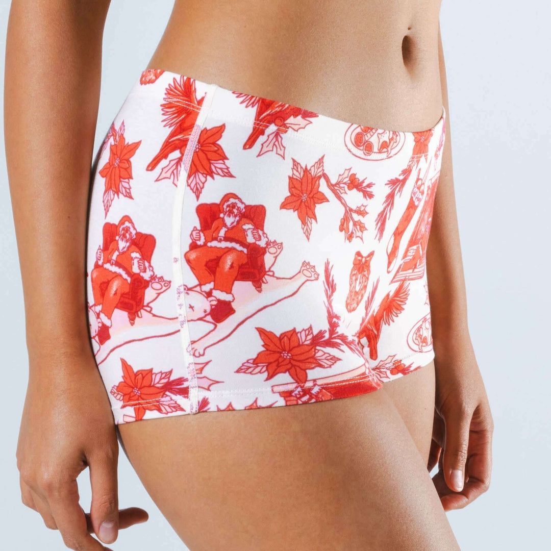 The Santa Slays | Christmas Toile Modal Boyshort Underwear