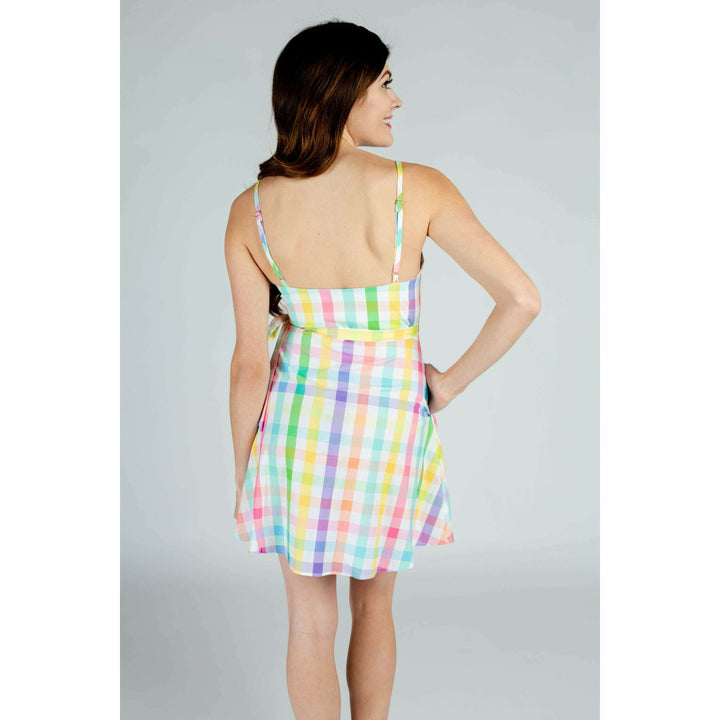 The Savannah Swinger | Pastel Plaid Strappy Dress
