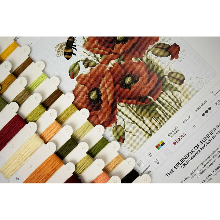 The Splendor of Summer Poppies B7042L Counted Cross-Stitch Kit