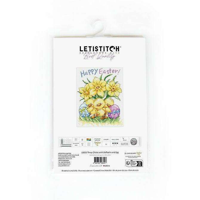Three Chicks with Daffodils and Egg L8059 Counted Cross Stitch Kit