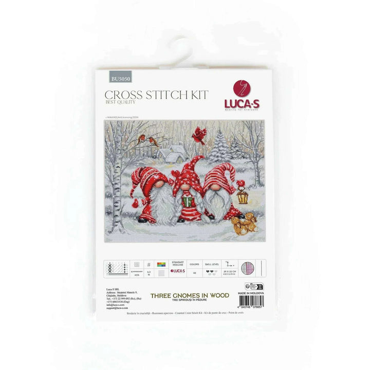 Three Gnomes in Wood BU5050L Counted Cross-Stitch Kit