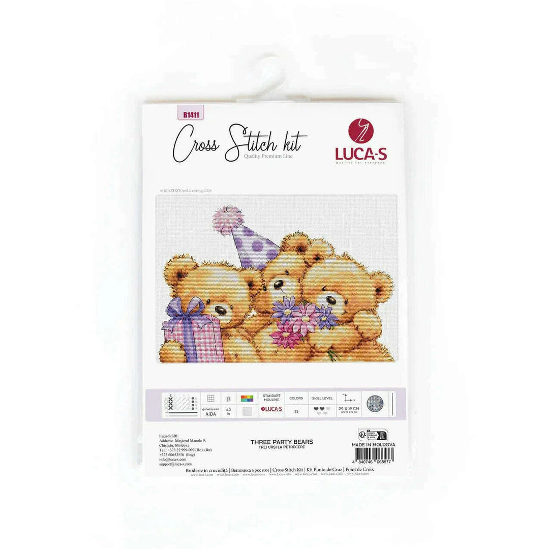 Three Party Bears B1411L Counted Cross-Stitch Kit