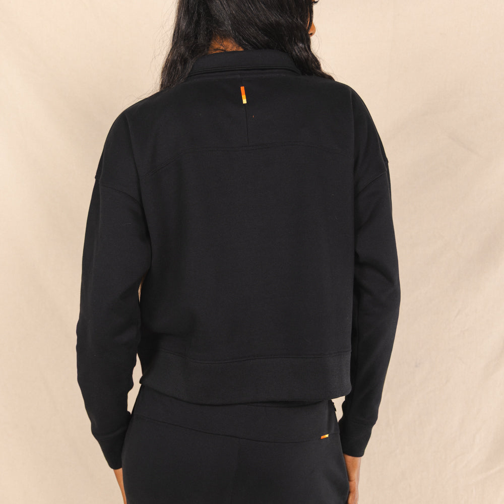 The Threat Level Midnight | Black Sexy Terry™ Women’s Half Zip