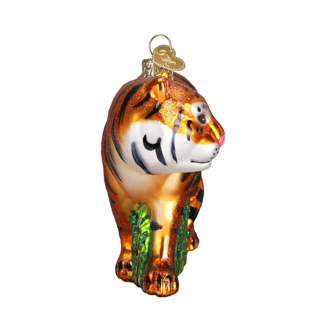 Old World Christmas Tiger Blown Glass Ornament