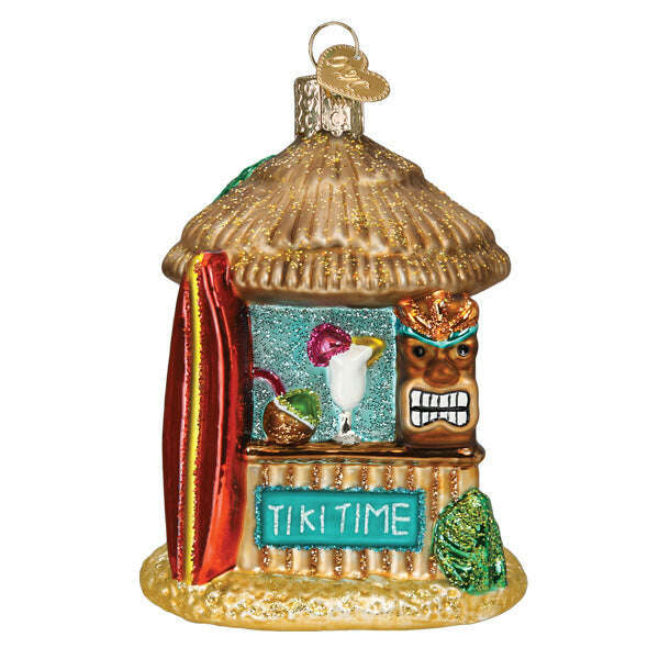Old World Christmas Tiki Hut Blown Glass Ornament