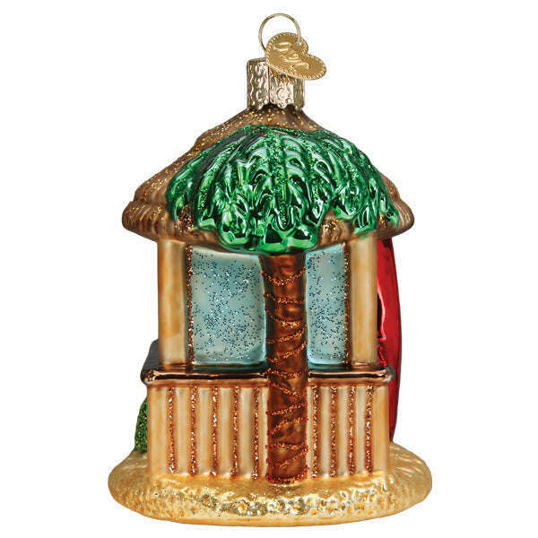 Old World Christmas Tiki Hut Blown Glass Ornament
