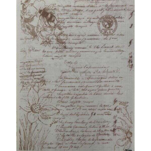Timeless Script Designer Printed AIDA Fabric. Canvas for embroidery with an applied background  KF-1359A