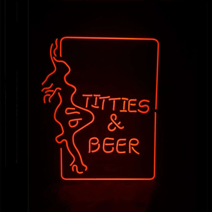 Titties & Beer w/ Girl Neon Sign Light