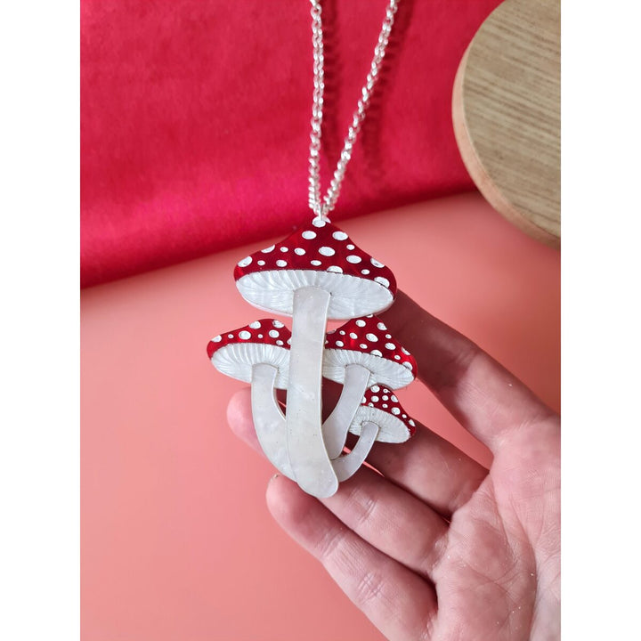 Toadstool Mushroom Cluster Brooch or Necklace by Cherryloco Jewellery