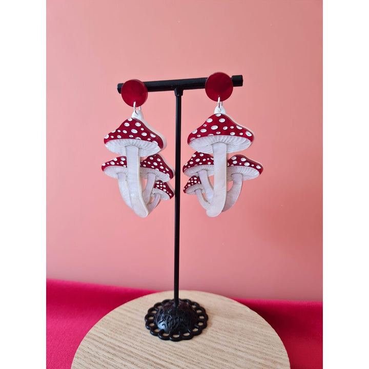Toadstool Mushroom Cluster Earrings by Cherryloco Jewellery 3