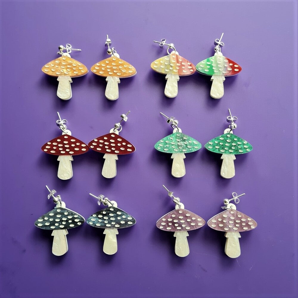 Toadstool Mushroom Earrings by Cherryloco Jewellery 2