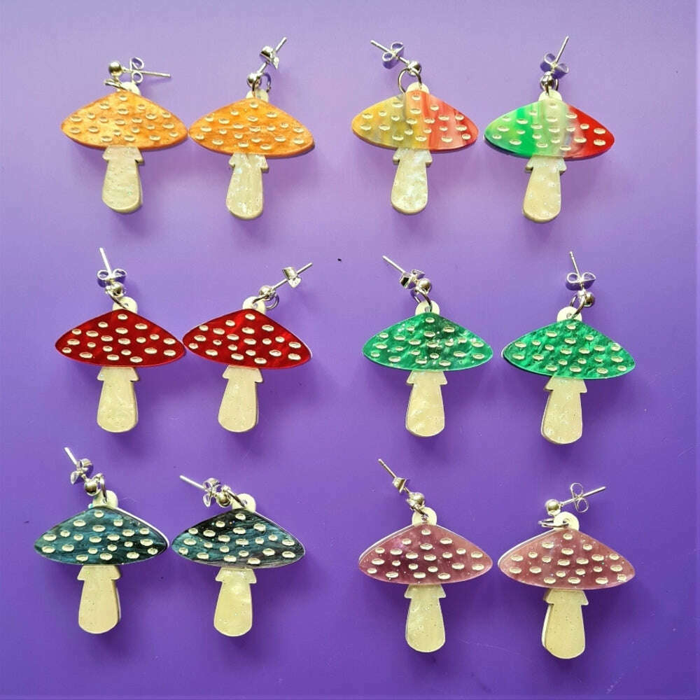 Toadstool Mushroom Earrings by Cherryloco Jewellery
