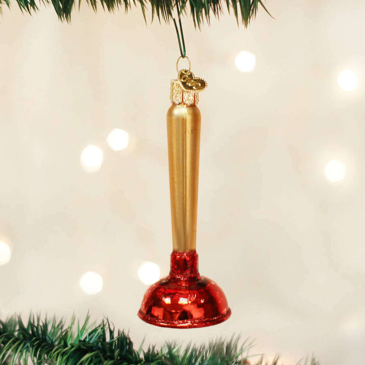 Old World Christmas Toilet Plunger Blown Glass Ornament