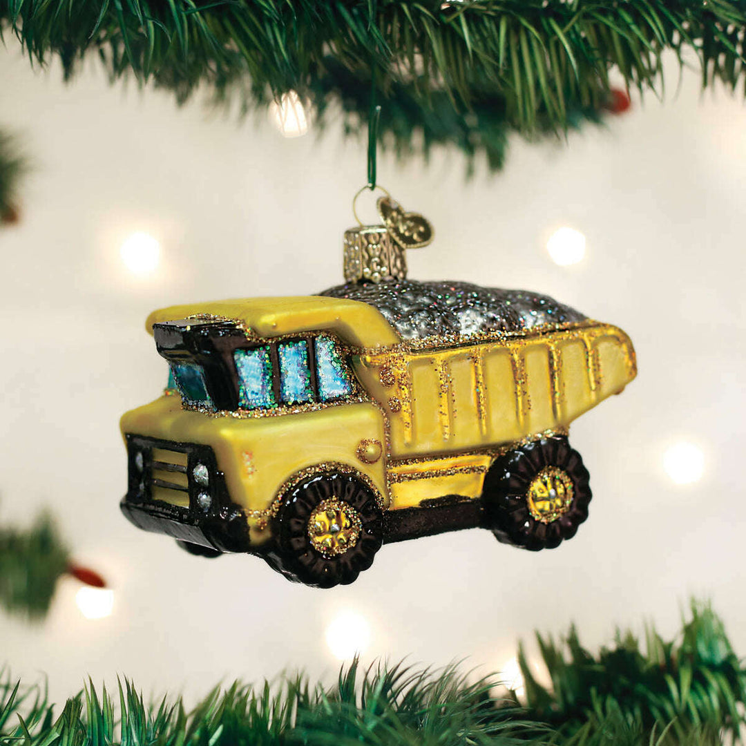 Old World Christmas Toy Dump Truck Blown Glass Ornament