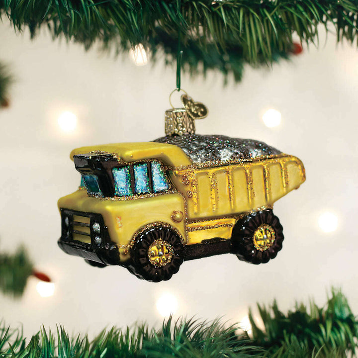 Old World Christmas Toy Dump Truck Blown Glass Ornament