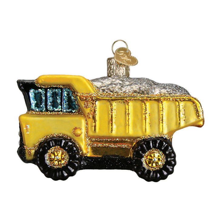 Old World Christmas Toy Dump Truck Blown Glass Ornament