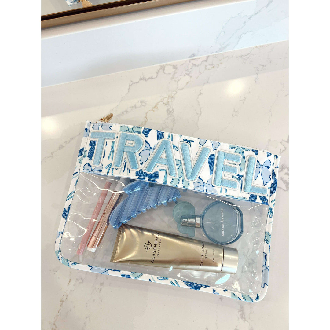 Travel - Blue Bow Clear Pouch