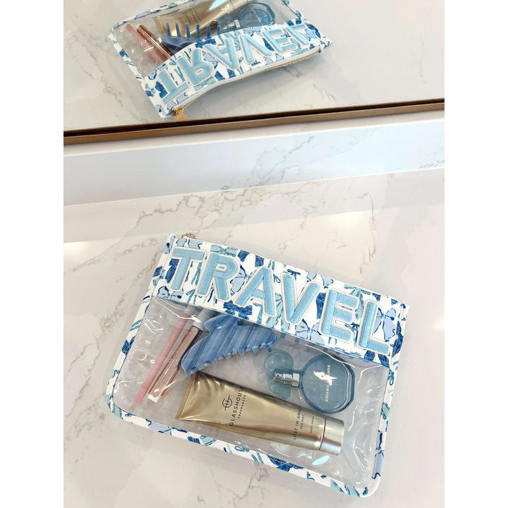 Travel - Blue Bow Clear Pouch
