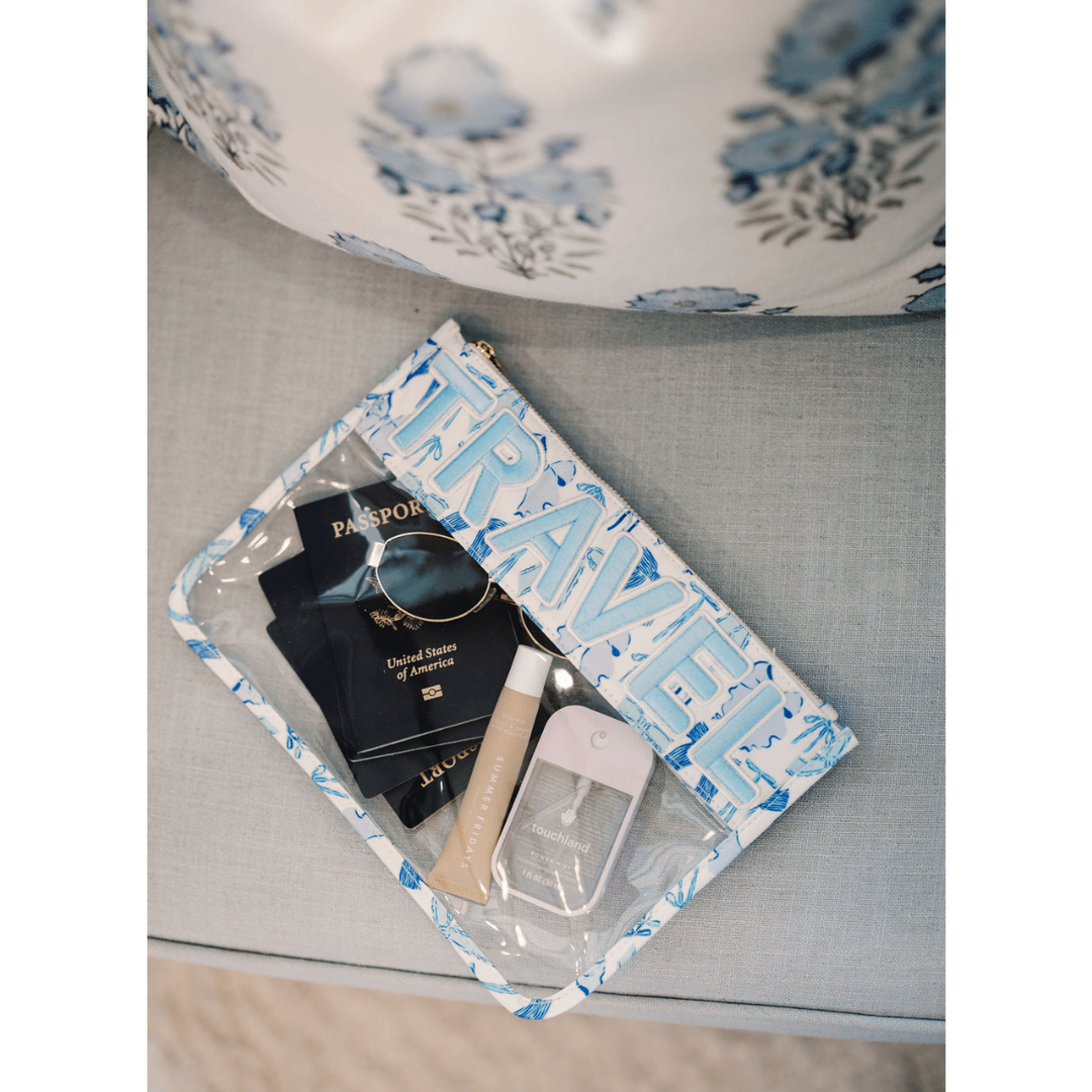 Travel - Blue Bow Clear Pouch