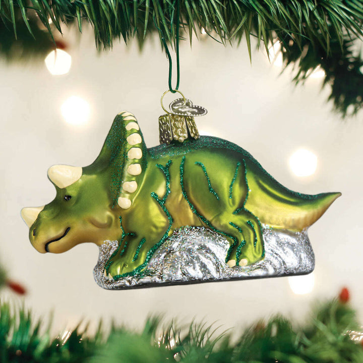 Old World Christmas Triceratops Blown Glass Ornament