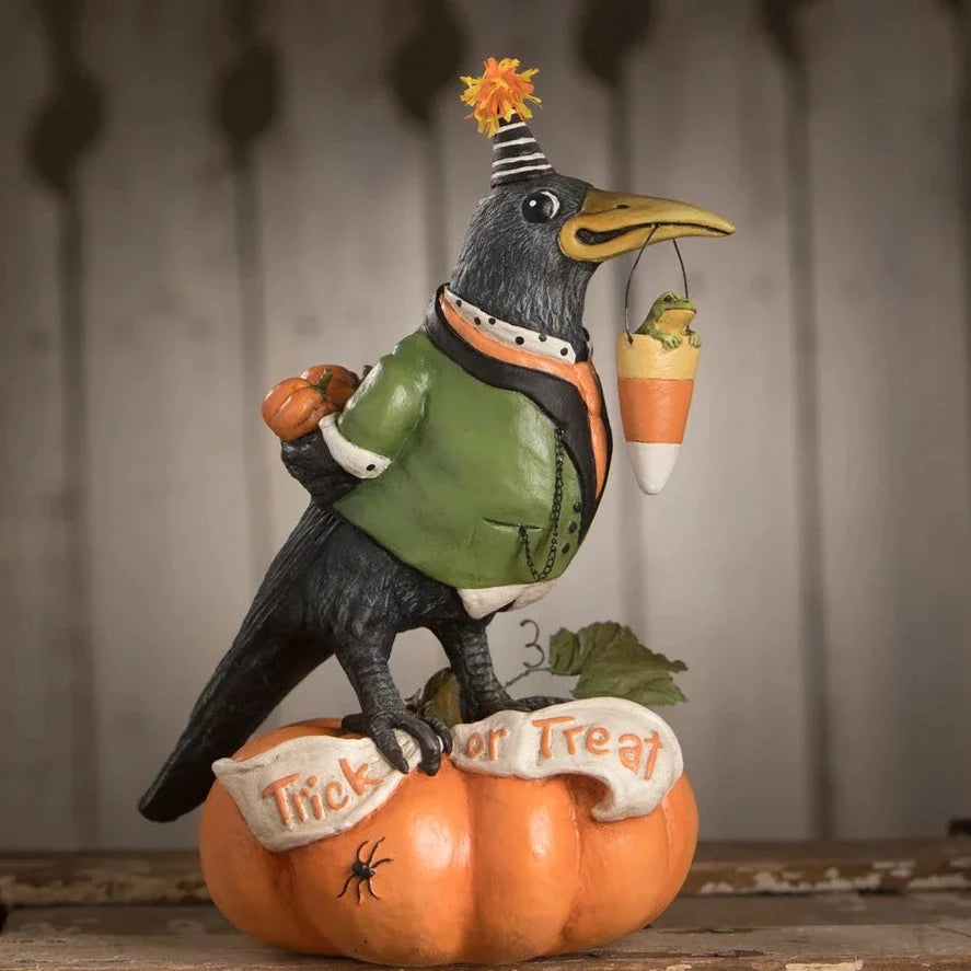 Tricky Crow on Pumpkin by Bethany Lowe - Quirks!