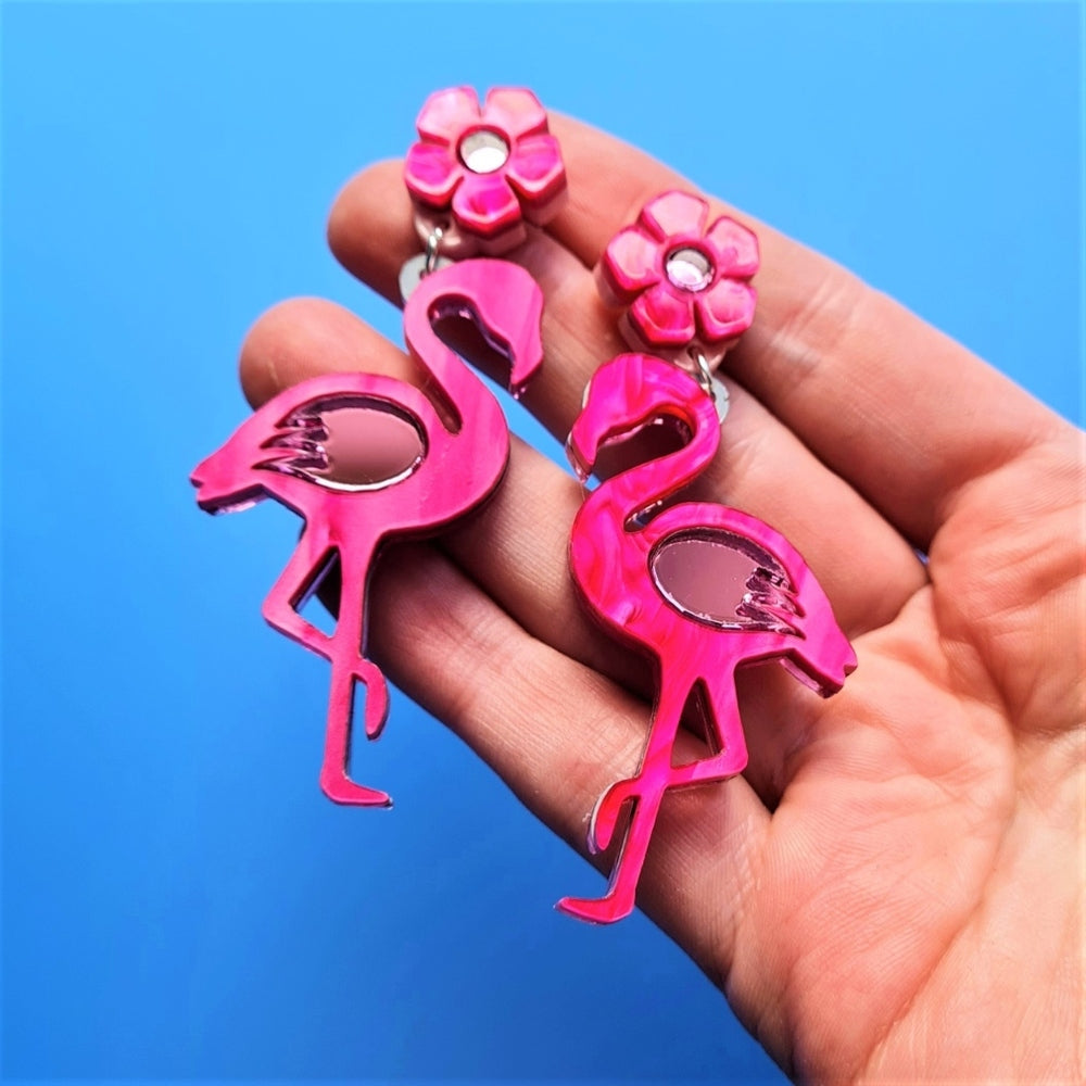Tropical Flamingo Earrings by Cherryloco Jewellery 3