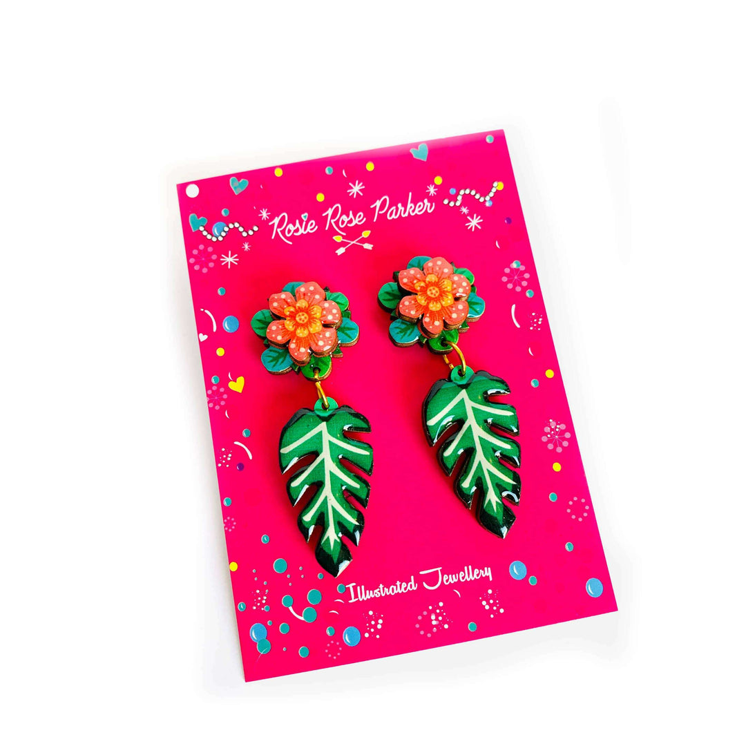 Tropical Flower Earrings by Rosie Rose Parker