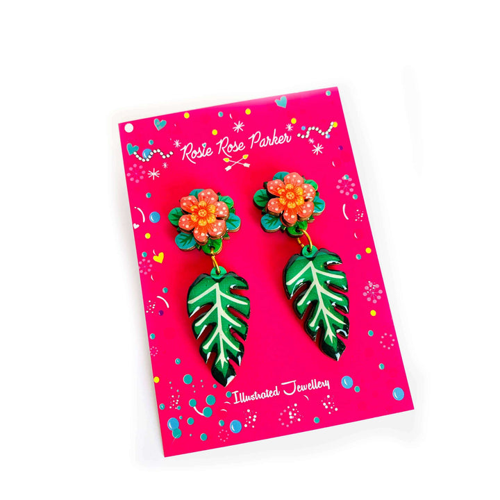 Tropical Flower Earrings by Rosie Rose Parker