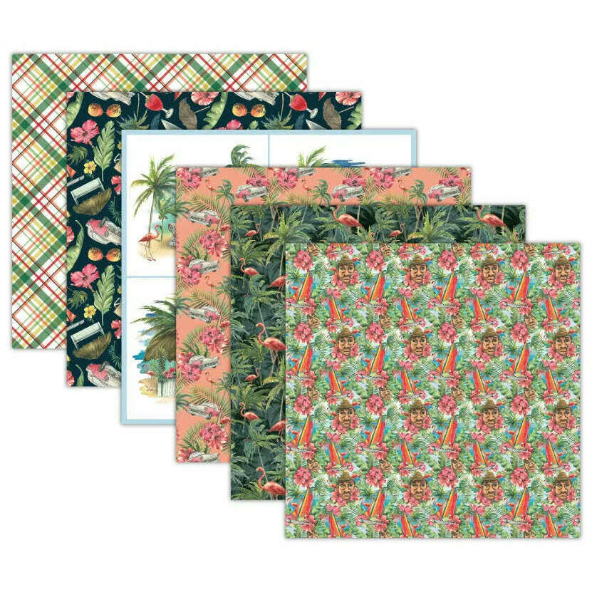Tropical Holiday Scrapbook Paper Pack. 12 Sheets of 15.2x15.2cm Heavyweight Paper Pad F07M2-3 AC230314-06